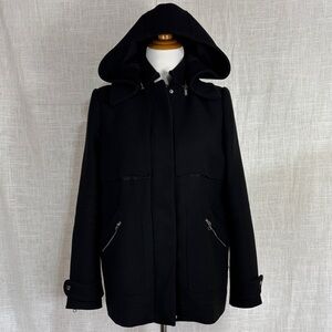 ZARA Trafaluc black wool duffle coat with silver-toned hardware - so awesome